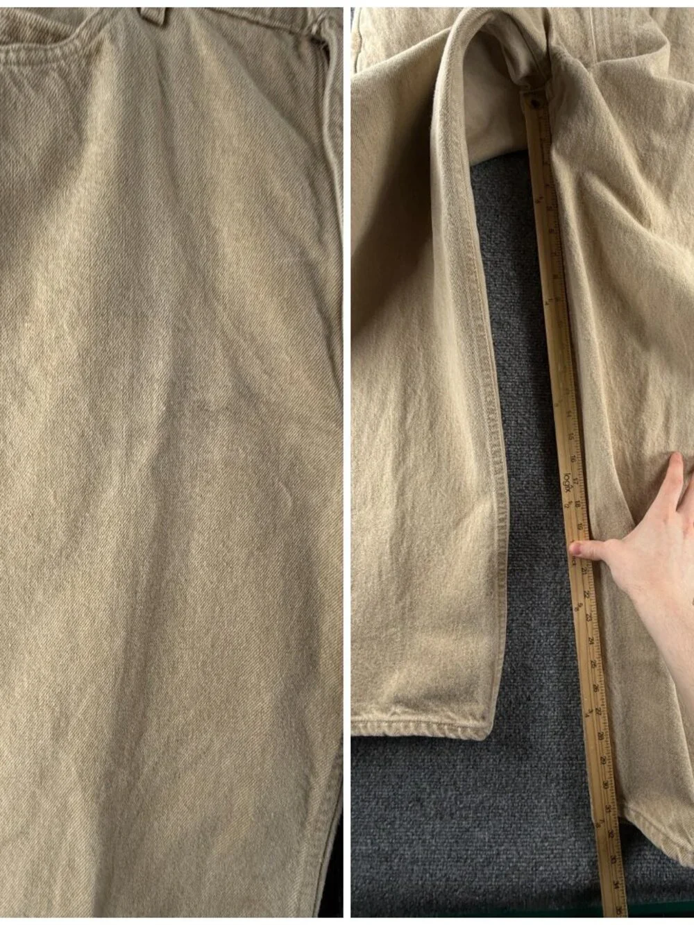 VTG Levi’s 550 Orange Tab Beige Denim Jeans Relaxed Fit Tapered Leg ACTL 39X32